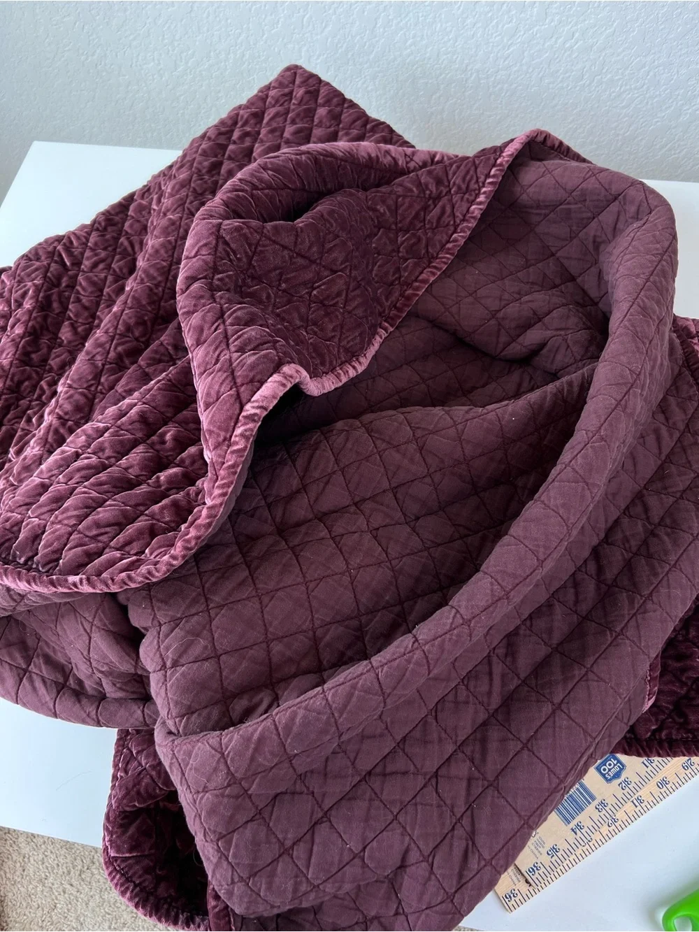 West Elm Velvet Quilt Deep purple 88 x 92 full / queen